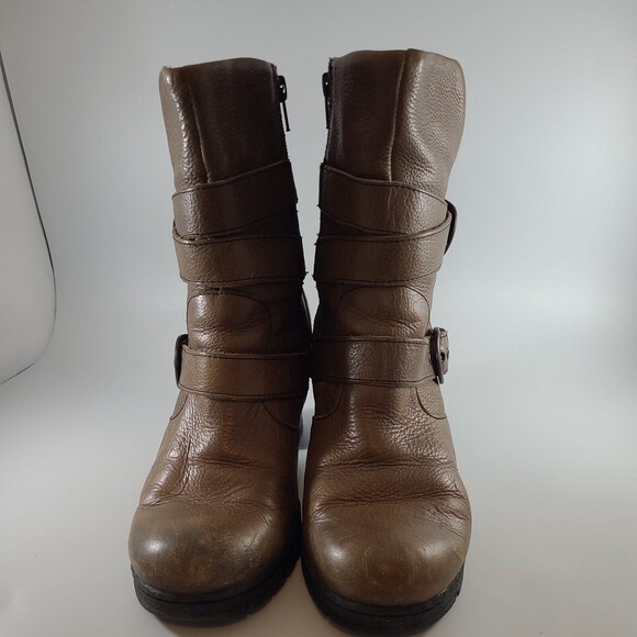 BOC Josephine Boot Lug Sole Buckle Strap Heeled Leather Brown Women's sz 8 Eu39 - Picture 3 of 12